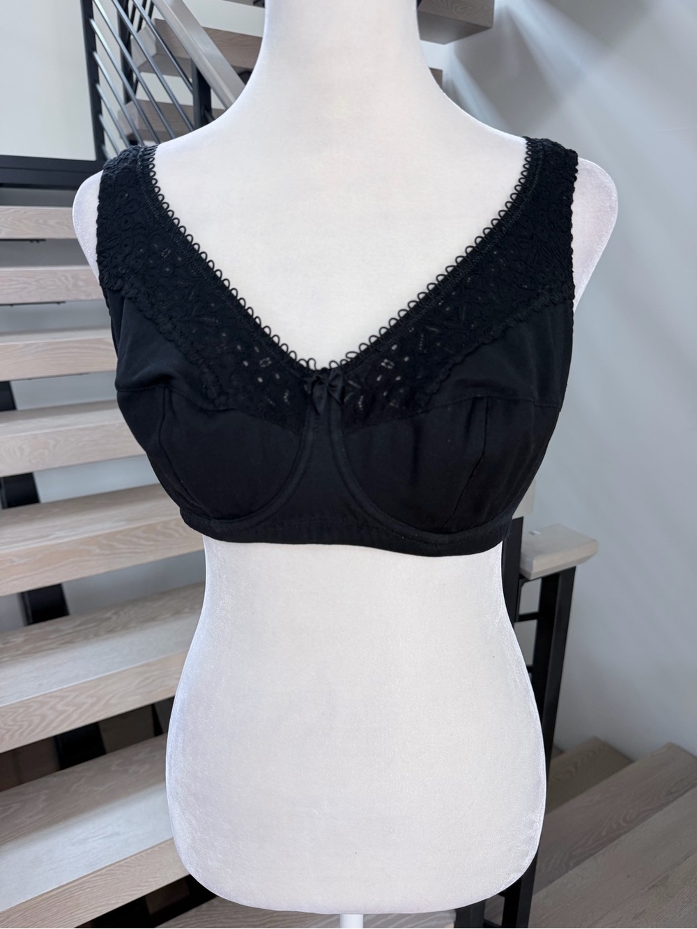 Black Lace Trim Full Coverage Bra size 38D